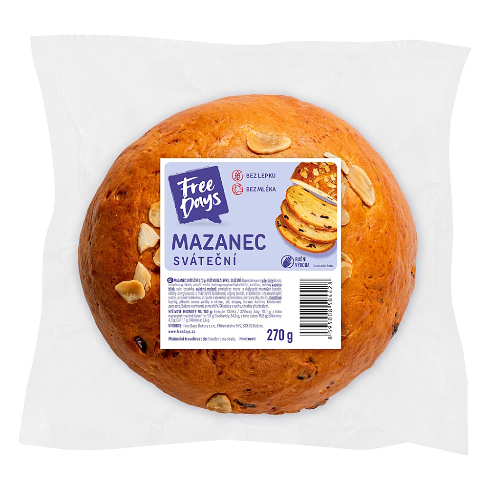 FREE DAYS Sváteční mazanec bez lepku 280 g
