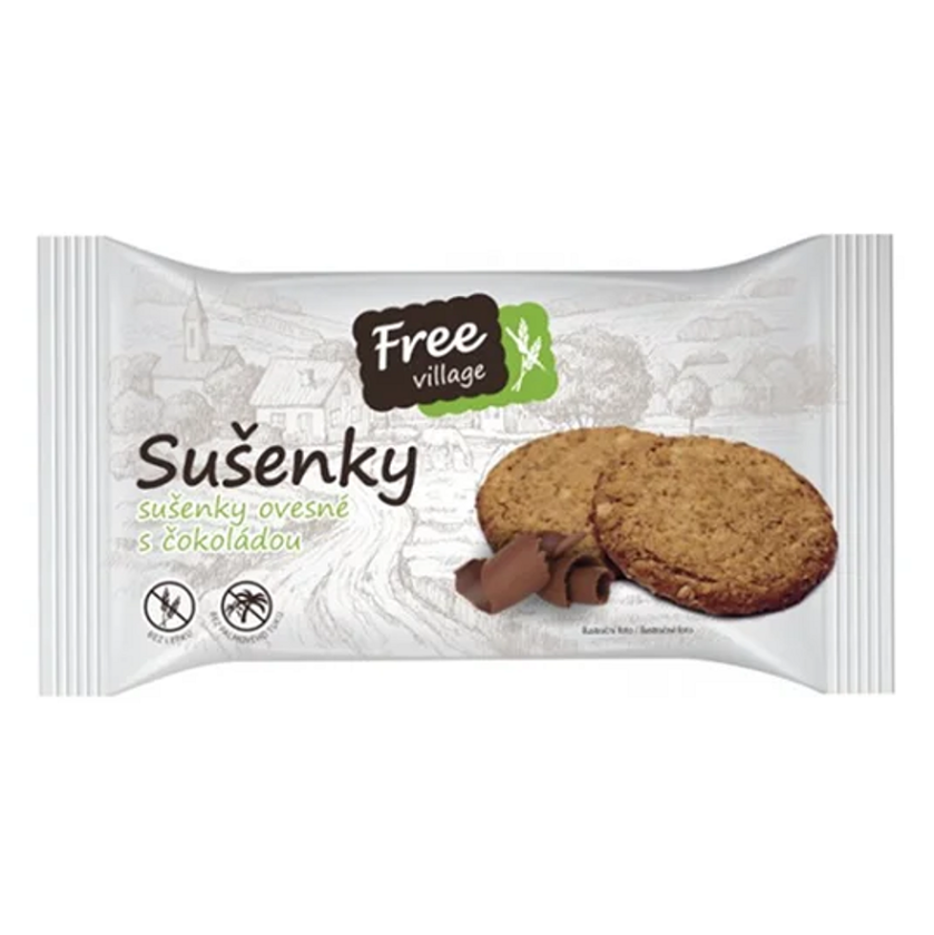 FREEVILLAGE Sušenky ovesné s čokoládou bez lepku 50 g