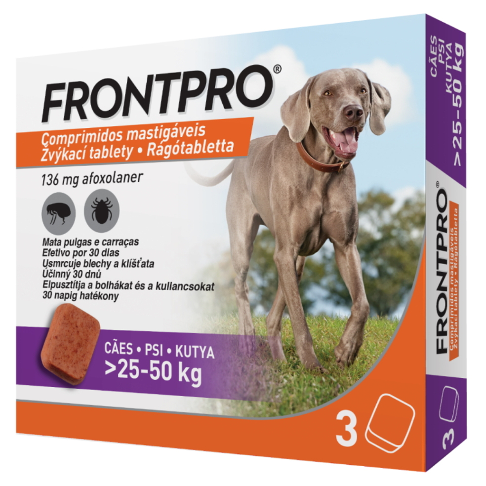 FRONTPRO® antiparazitární žvýkací tablety pro psy (25-50 kg) 136 mg 3 kusy