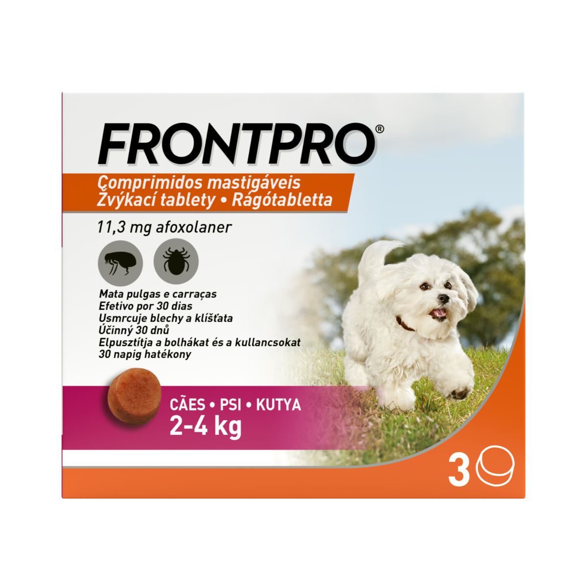 FRONTPRO Žvýkací tablety pro psy 2–4 kg 11,3 mg 3 tablety