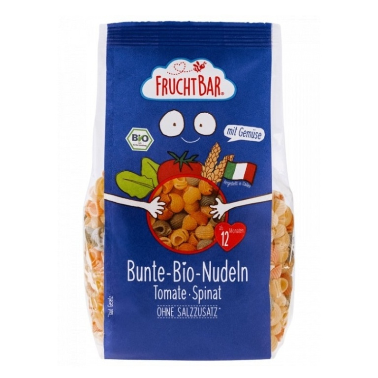 FRUCHTBAR Těstoviny s příchutí rajčat a špenátu 12m+ BIO 300 g