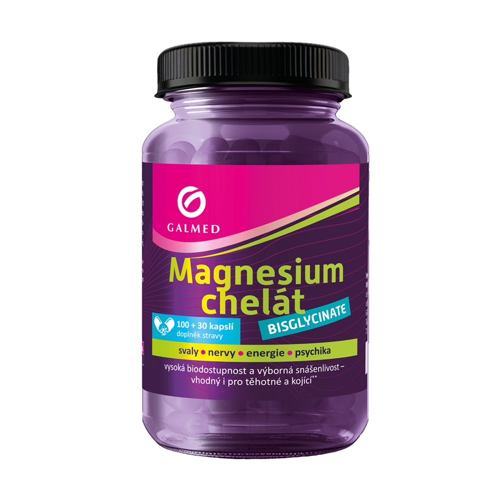 Galmed Magnesium chelát Bisglycinate 100+30 kapslí