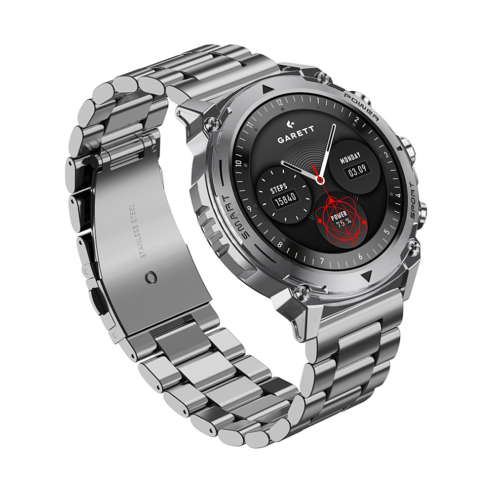 GARETT Smartwatch atom silver steel chytré hodinky