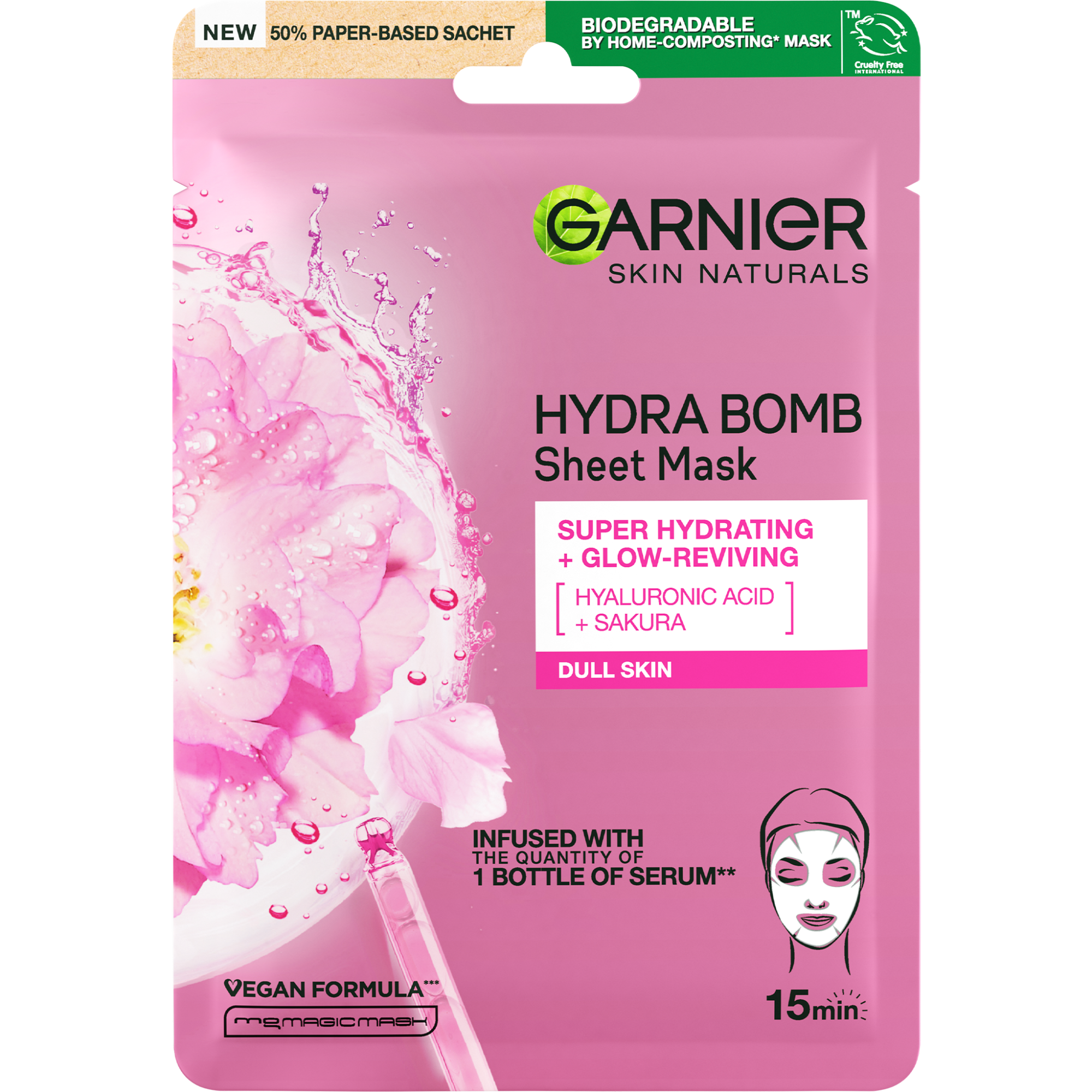 GARNIER Skin Naturals Hydratační textilní maska na oživení jasu Sakura 28 g