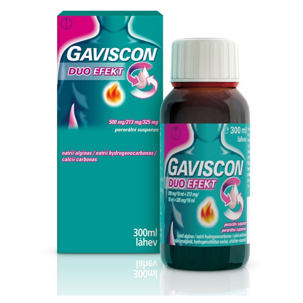 GAVISCON Duo efekt 500mg/213mg/325mg suspenze 300 ml