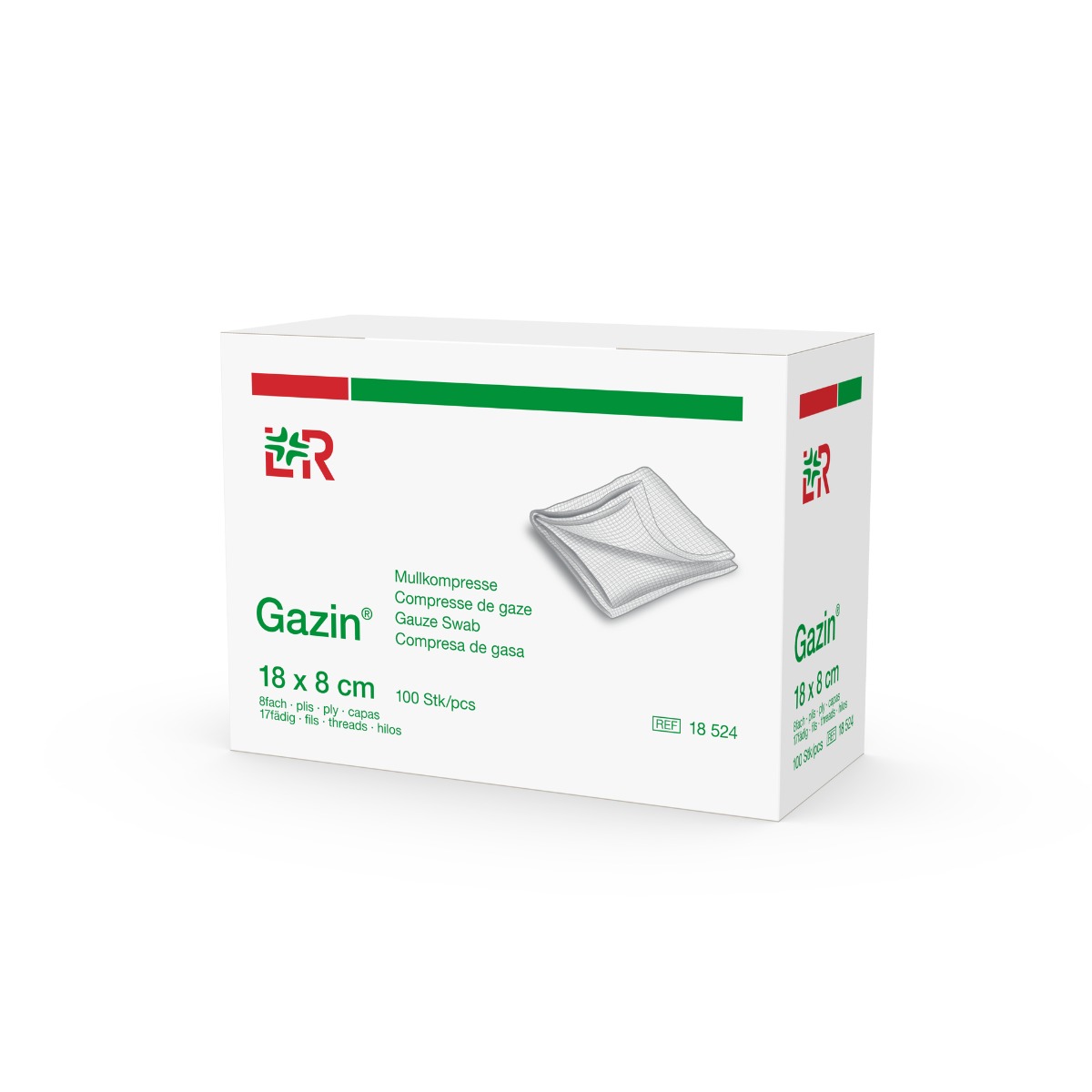 Gazin Gázová komprese hydrofilní nesterilní 18 x 8 cm 100 ks