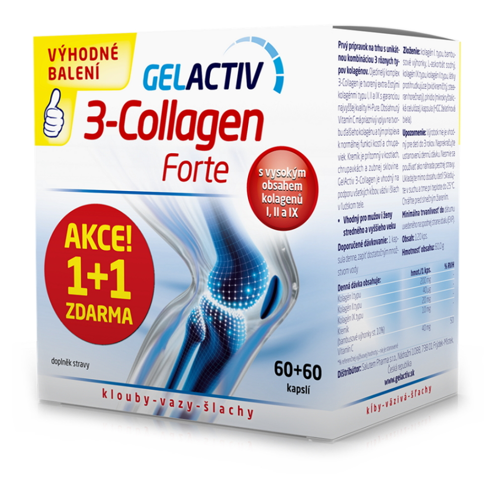 GELACTIV 3-Collagen Forte 60 + 60 kapslí ZDARMA