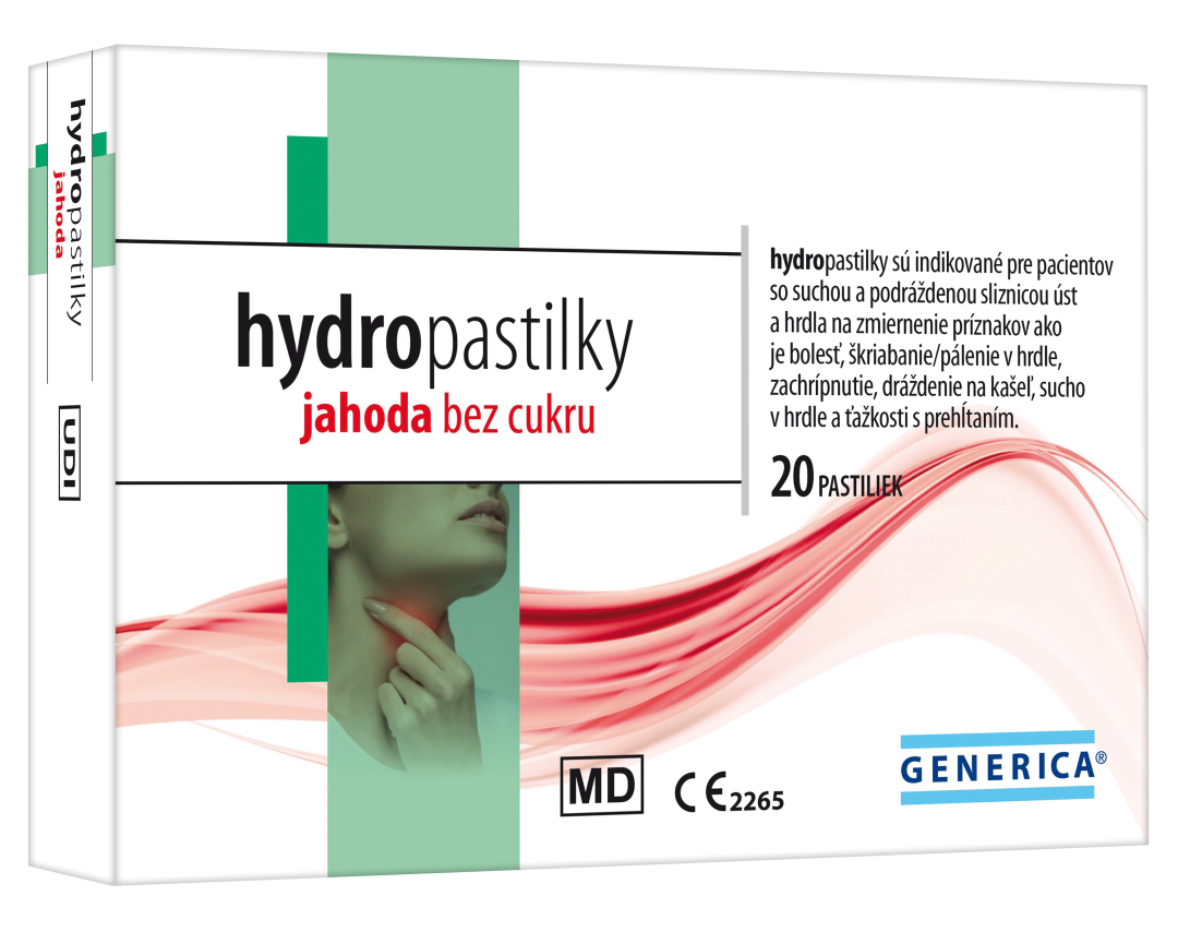 GENERICA hydropastilky jahoda bez cukru 20 pastilek