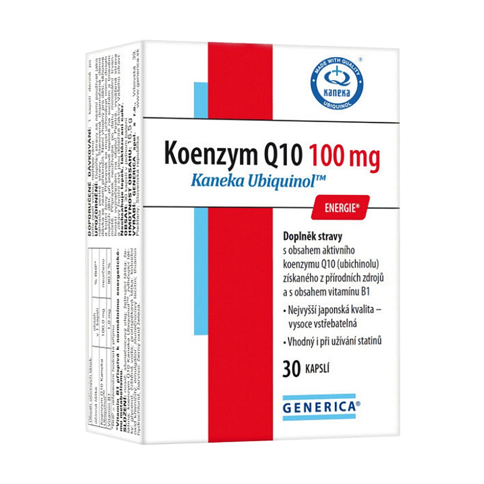 GENERICA Koenzym Q10 100mg Kaneka Ubiquinol 30 kapslí