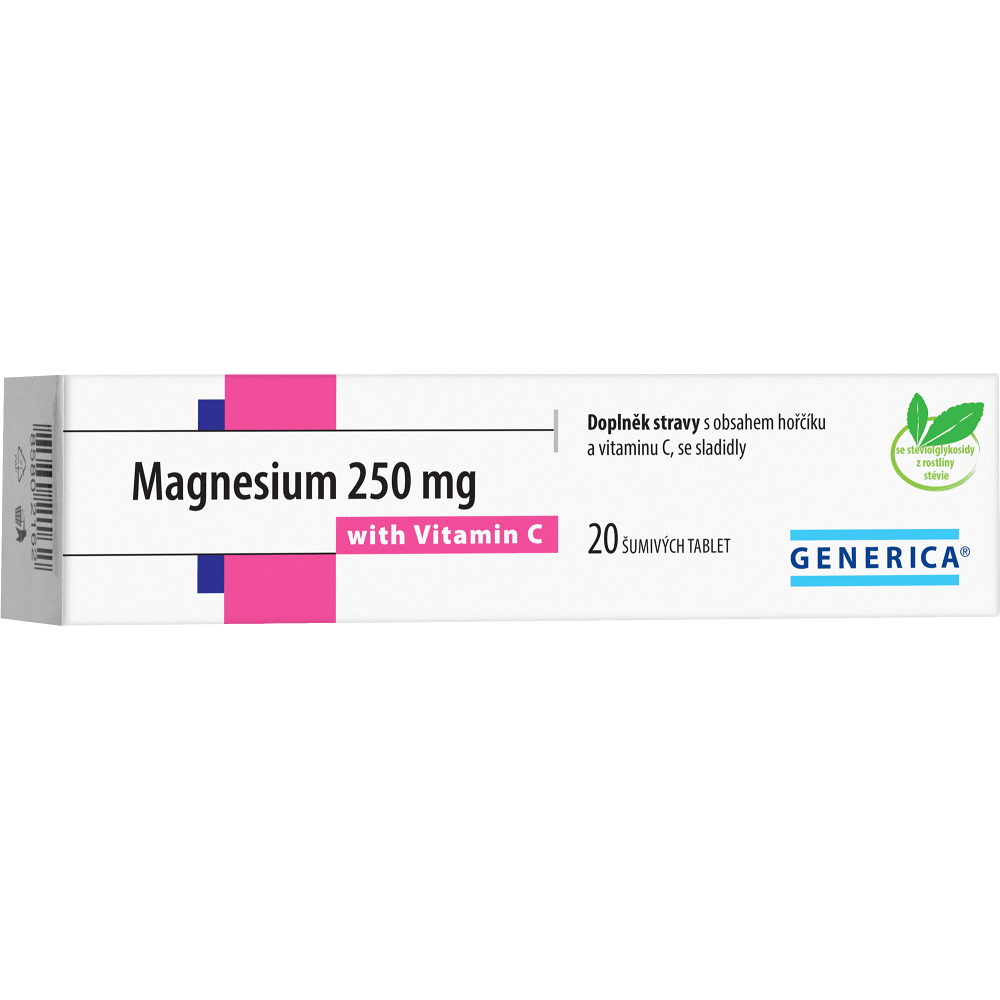 GENERICA Magnesium citrát 250 mg s vitaminem C 20 šumivých tablet