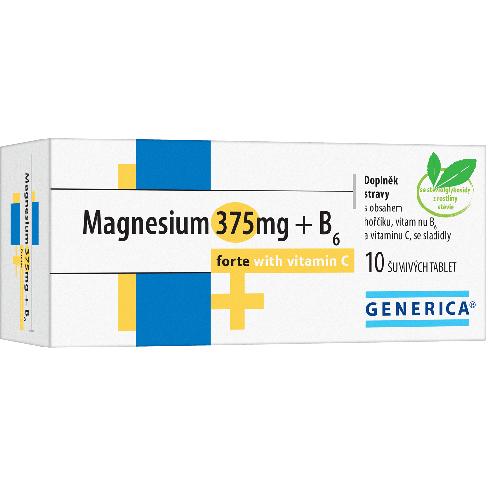 GENERICA Magnesium citrát 375 mg + B6 forte + vitamin C 10 šumivých tablet