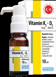 GENERICA Vitamin K2 90mcg + D3 2000 I.U. kapky 10 ml
