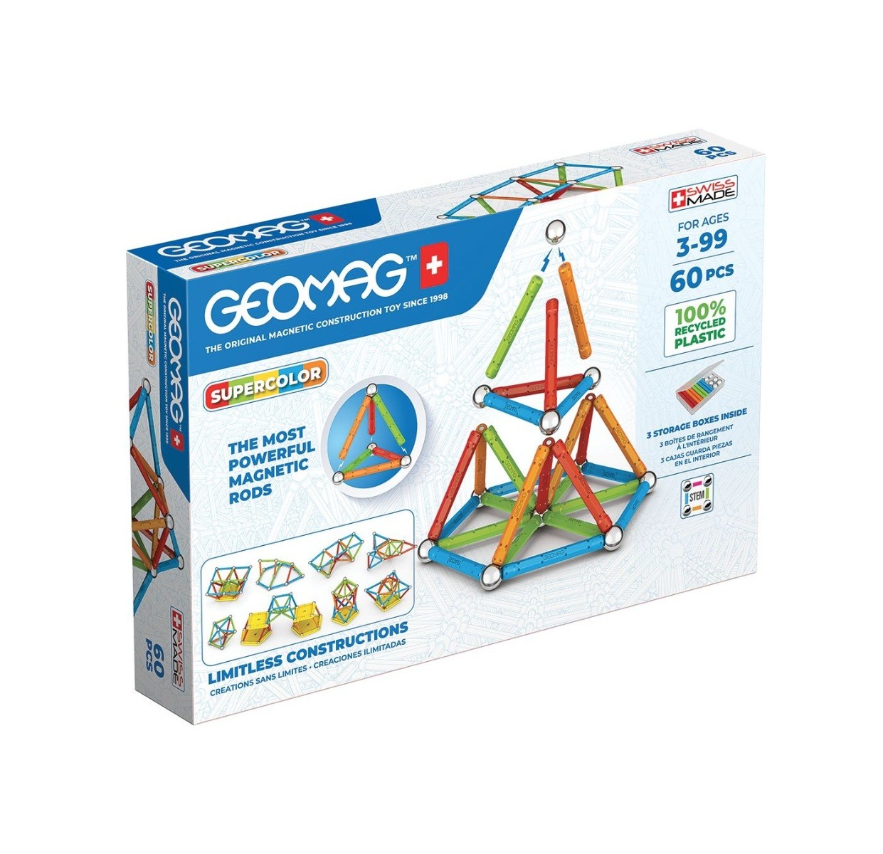 Geomag Supercolor magnetická stavebnice 60 dílků