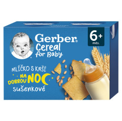 GERBER Cereal mlíčko s kaší dobrou noc sušenkové 6m+.2 x 200 ml