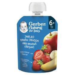 GERBER Kapsička natural jablko banán jahoda 6m+ 90 g