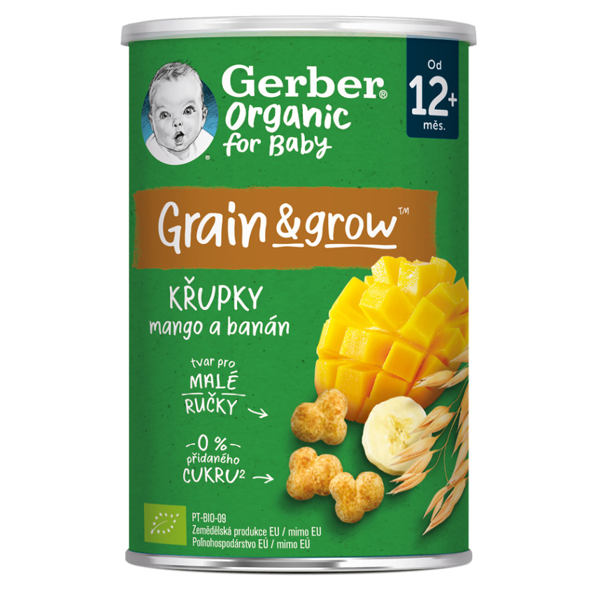 GERBER Křupky s mangem a banánem BIO 35 g 12m+