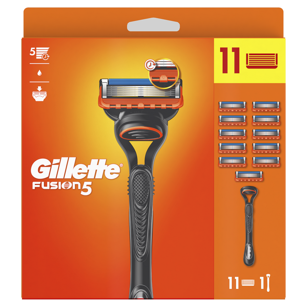 GILLETTE Fusion5 Holící strojek + Náhradní hlavice 11 kusů