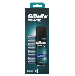 GILLETTE Mach3 Náhradní hlavice 8 ks + Mach3 Comfort Gel na holení 200 ml