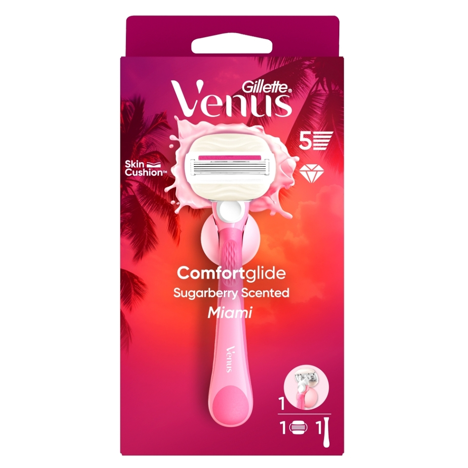GILLETTE Venus Comfortglide Miami Holící strojek + Náhradní hlavice + držák
