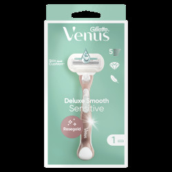 GILLETTE Venus Deluxe Smooth Sensitive  Holící strojek pro ženy + Náhradní hlavice 1 kus