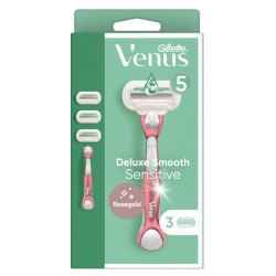 GILLETTE Venus Deluxe Smooth  sensitive Holící strojek + Náhradní hlavice 3 kusy