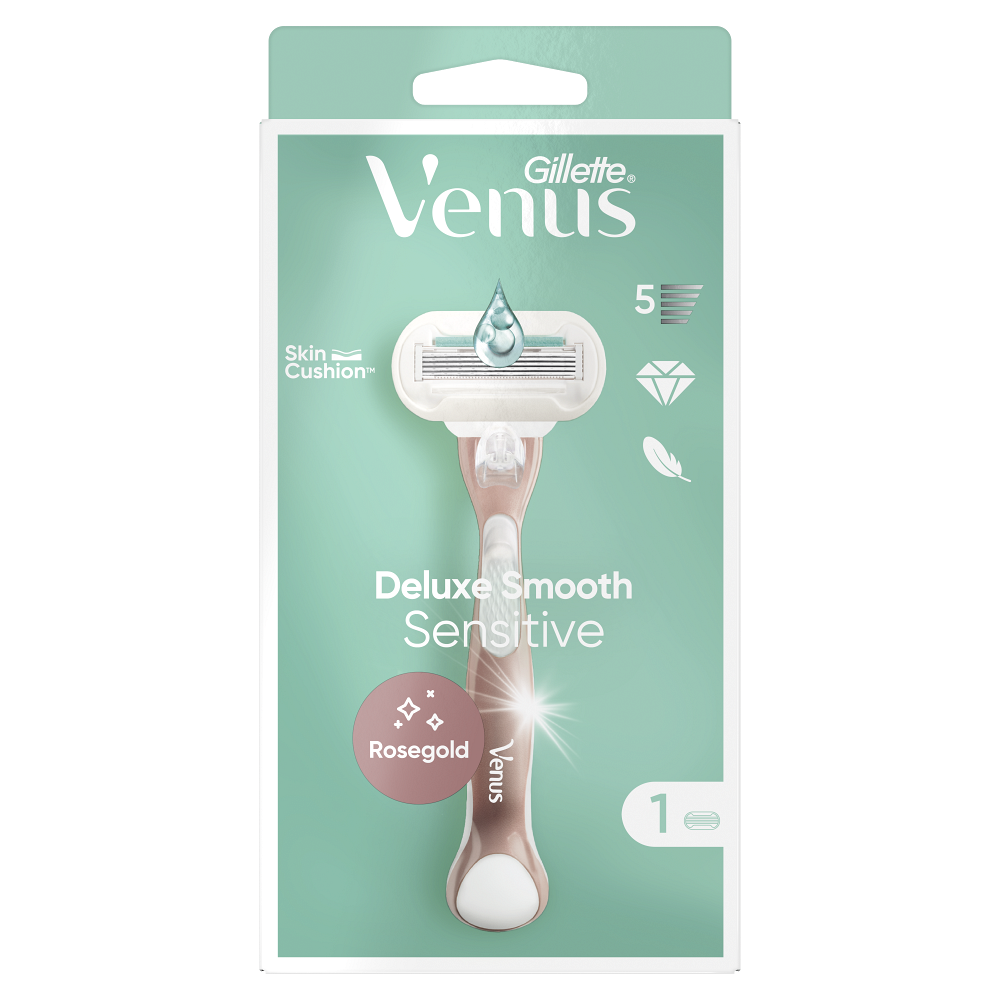 GILLETTE Venus Deluxe Smooth Sensitive  Holící strojek pro ženy + Náhradní hlavice 1 kus