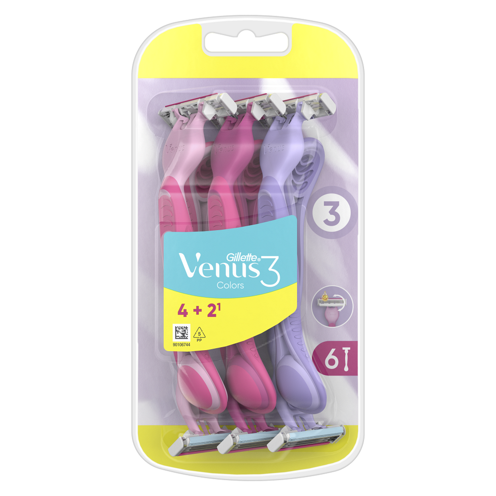 GILLETTE Venus3 Yellow Dámská pohotová holítka 6 kusů