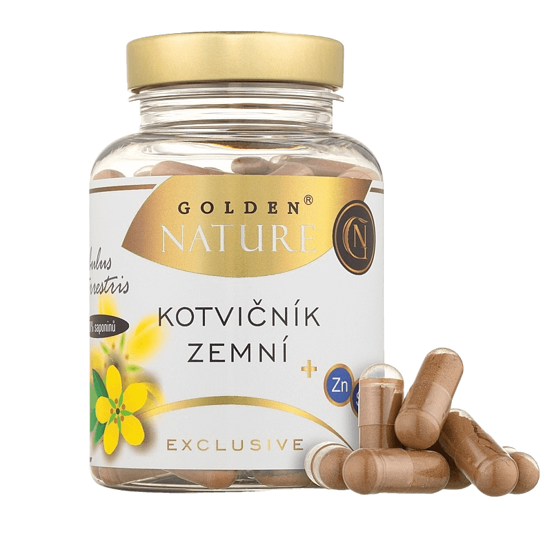 GOLDEN NATURE Exclusive Kotvičník zemní 90%+ Zinek + Selen 100 kapslí