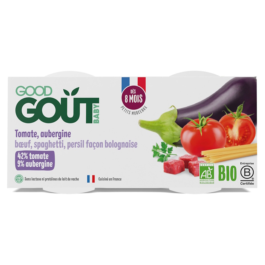 GOOD GOUT  Bio špagety s lilkem a hovězím masem 8m+ 2 x 190 g