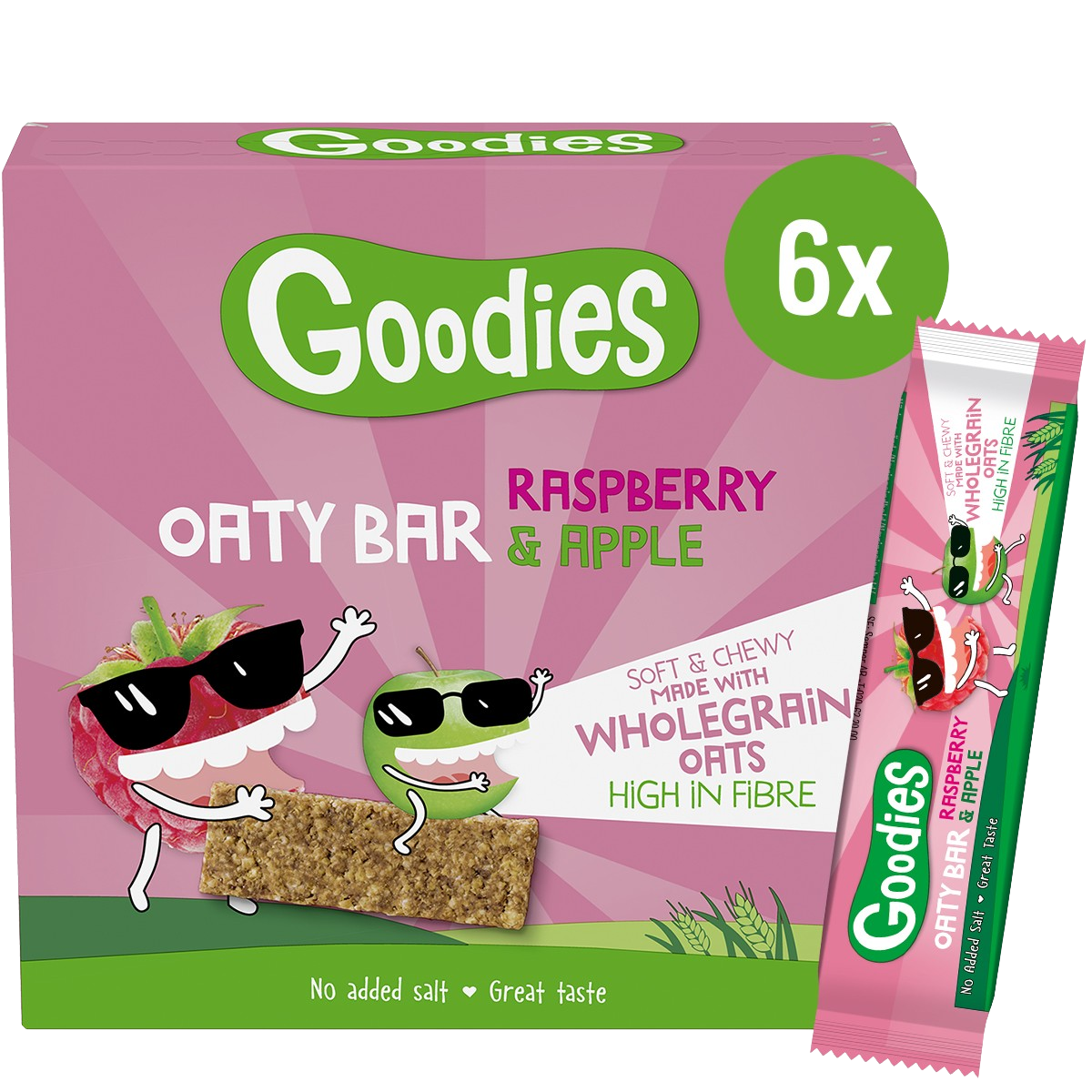GOODIES Ovesné tyčinky malina a jablko 6 x 23 g