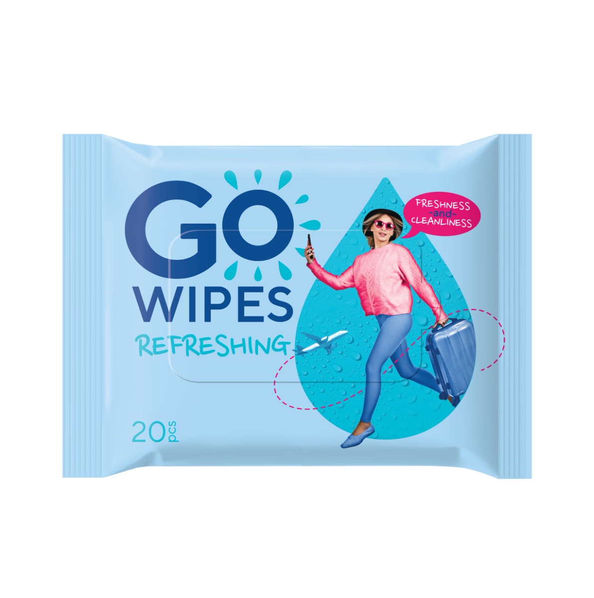 GoWipes Osvěžující vlhčené ubrousky na ruce Plastic Free 20 ks