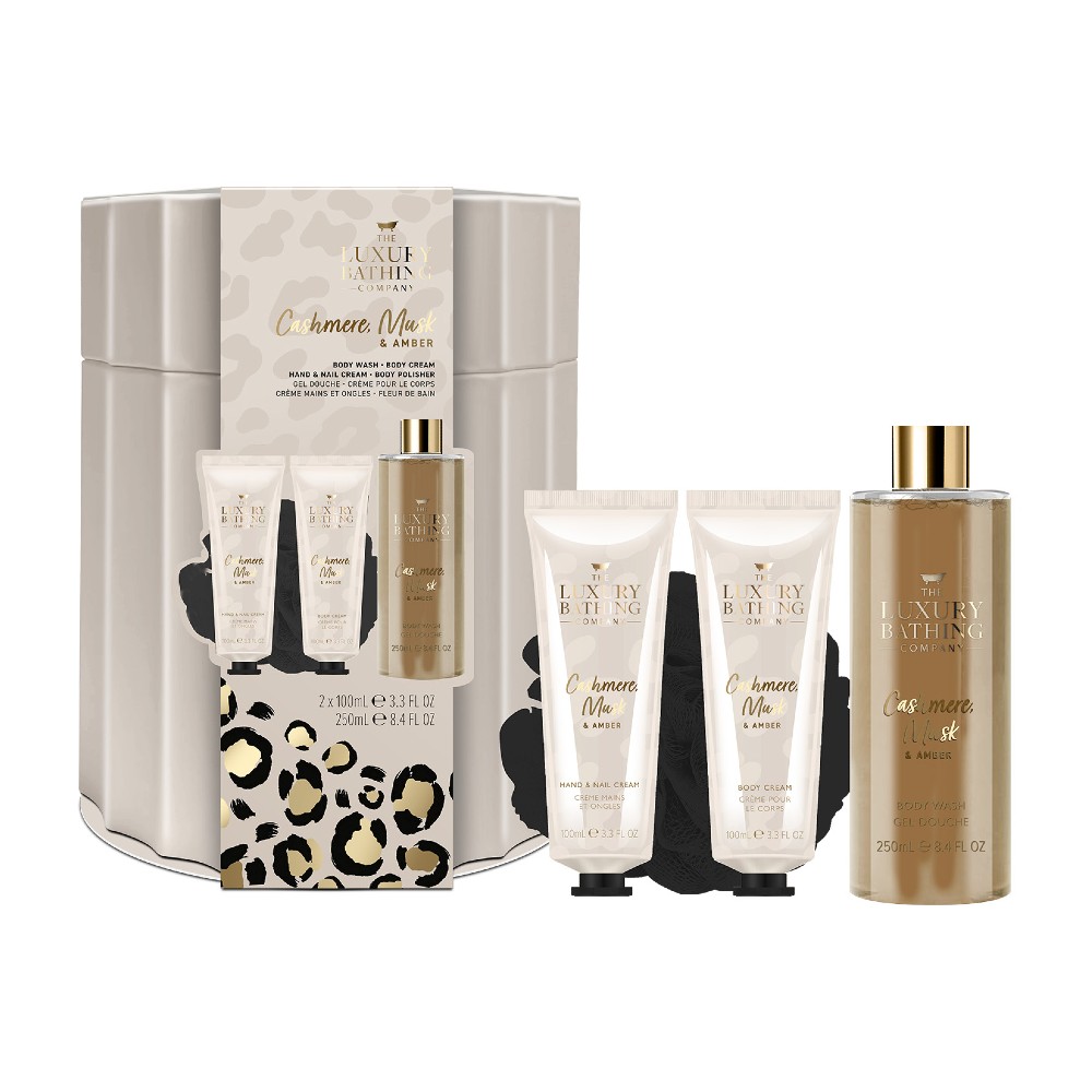 Grace Cole Dárková sada péče o tělo v plechové dóze Kašmír, Mošus & Ambra 4 ks