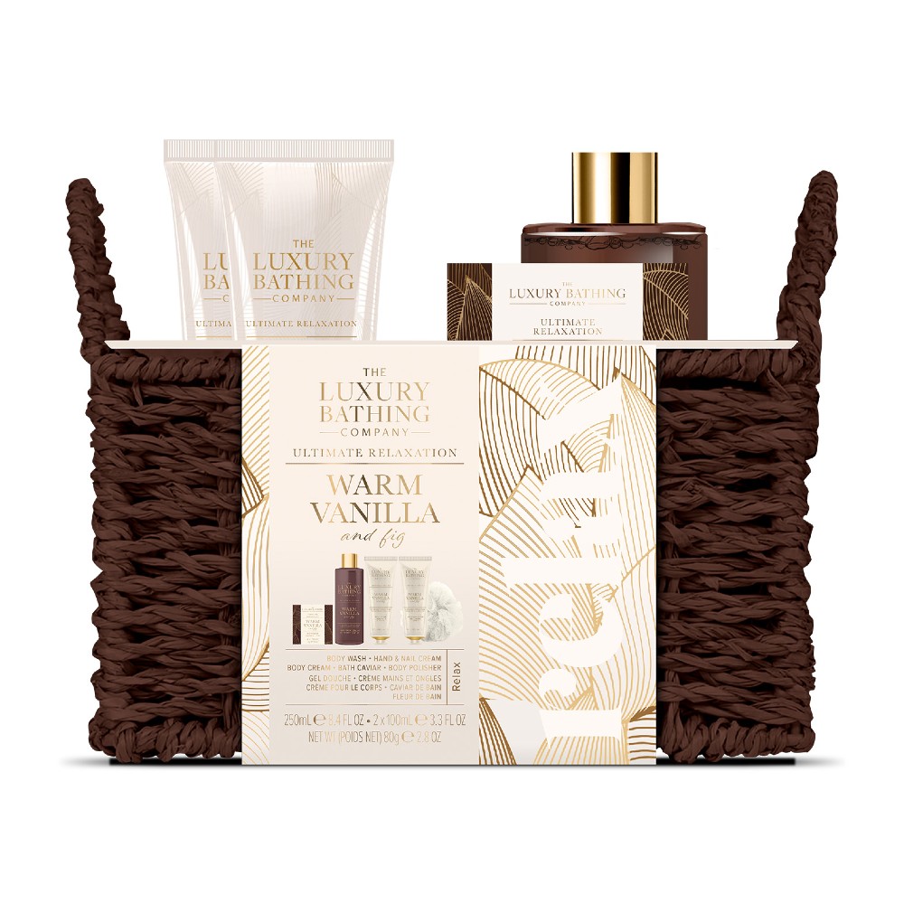 Grace Cole Dárková sada péče o tělo v pleteném košíku Vanilka 5 ks