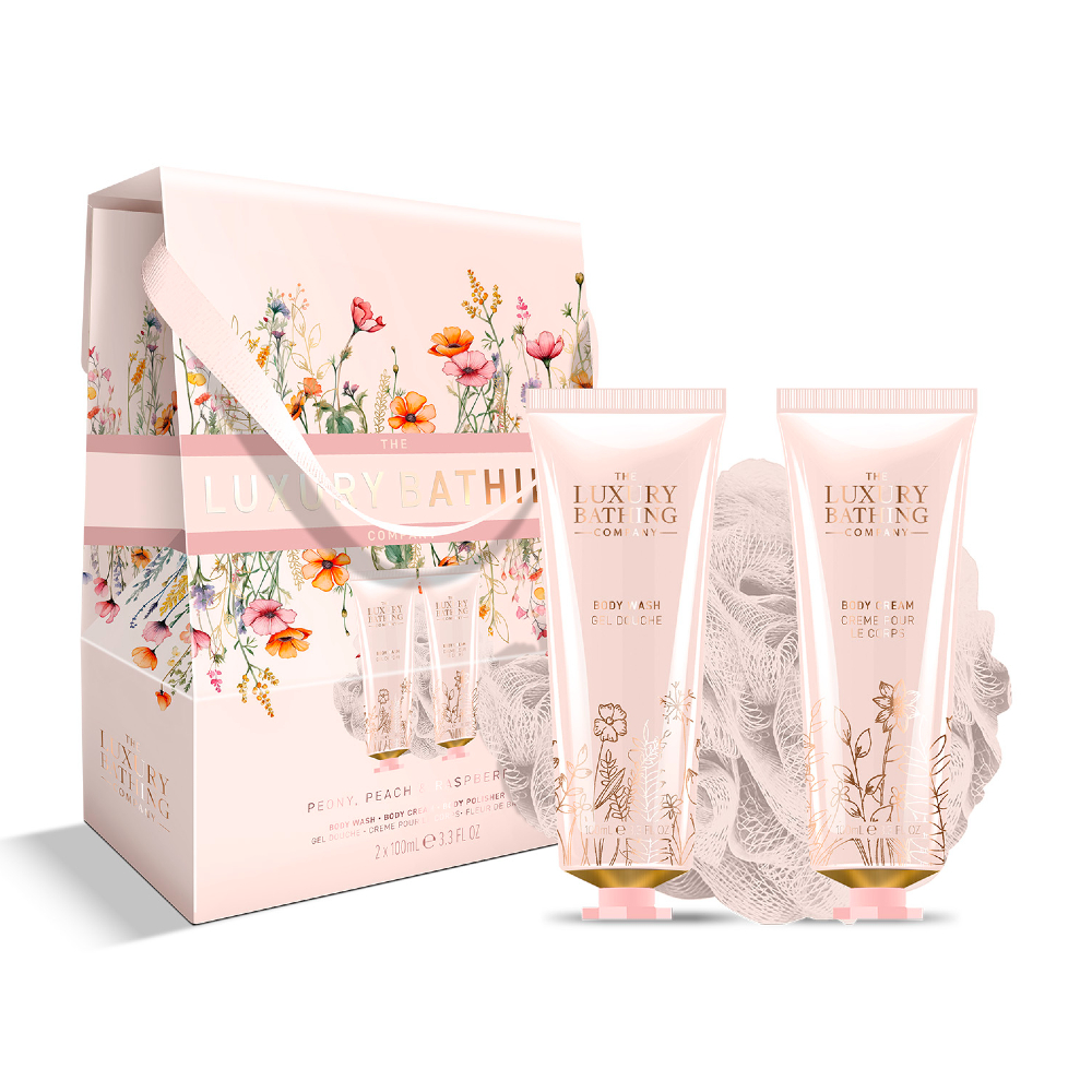 Grace Cole Sada péče o tělo v dárkové krabičce Pivoňka, Broskev & Malina 3 ks