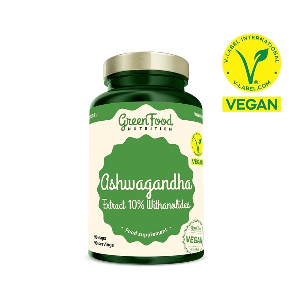 GREENFOOD NUTRITION Ashwagandha extract 10% withanolides 90 kapslí