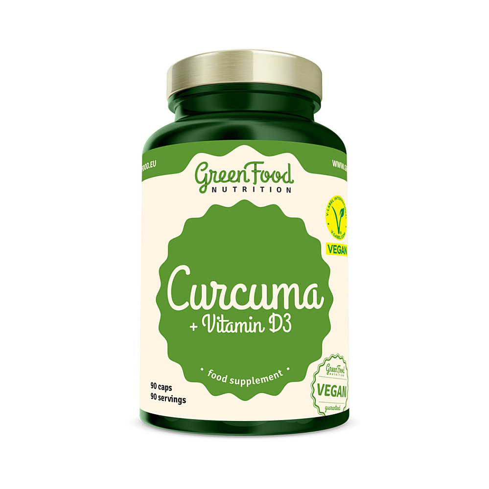 GREENFOOD NUTRITION Curcuma a vitamin D3 90 kapslí