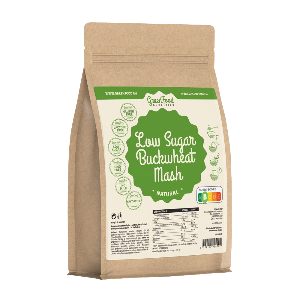 GREENFOOD NUTRITION Low Sugar Pohanková rychlá kaše natural 500 g