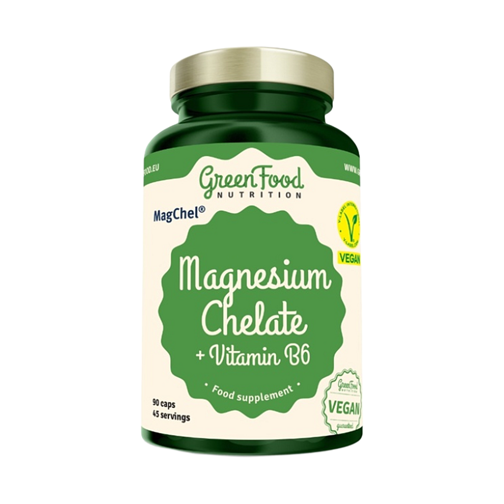 GREENFOOD NUTRITION Magnesium chelát + vitamin B6 90 kapslí