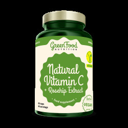 GREENFOOD NUTRITION Natural Vitamin C + Rosehip Extract 60 kapslí