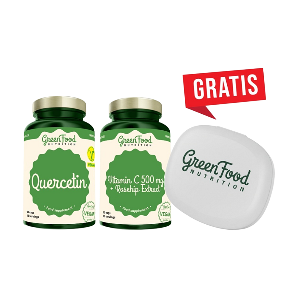 GREENFOOD NUTRITION Quercetin 90 kapslí a vitamin C 500 mg 60 kapslí