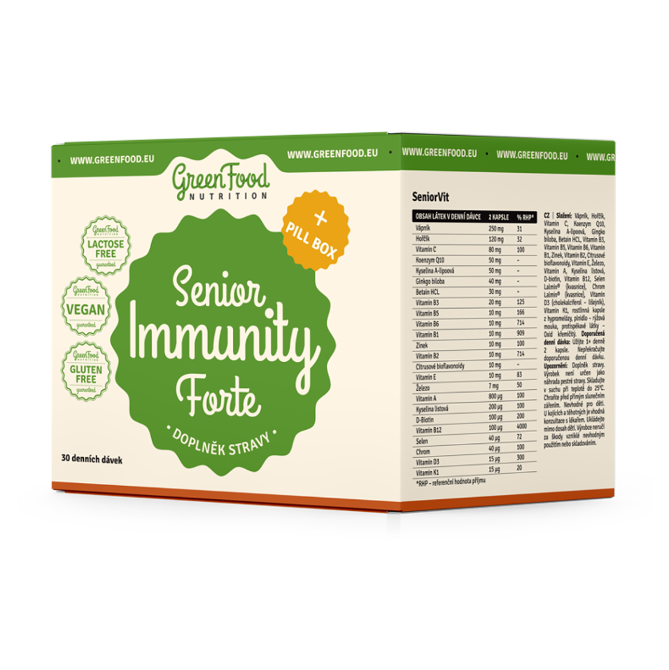 GREENFOOD NUTRITION Senior immunity forte 150 kapslí + Pillbox