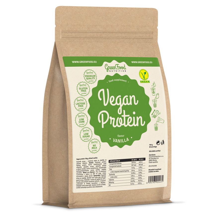 GREENFOOD NUTRITION Vegan protein vanilka 750 g