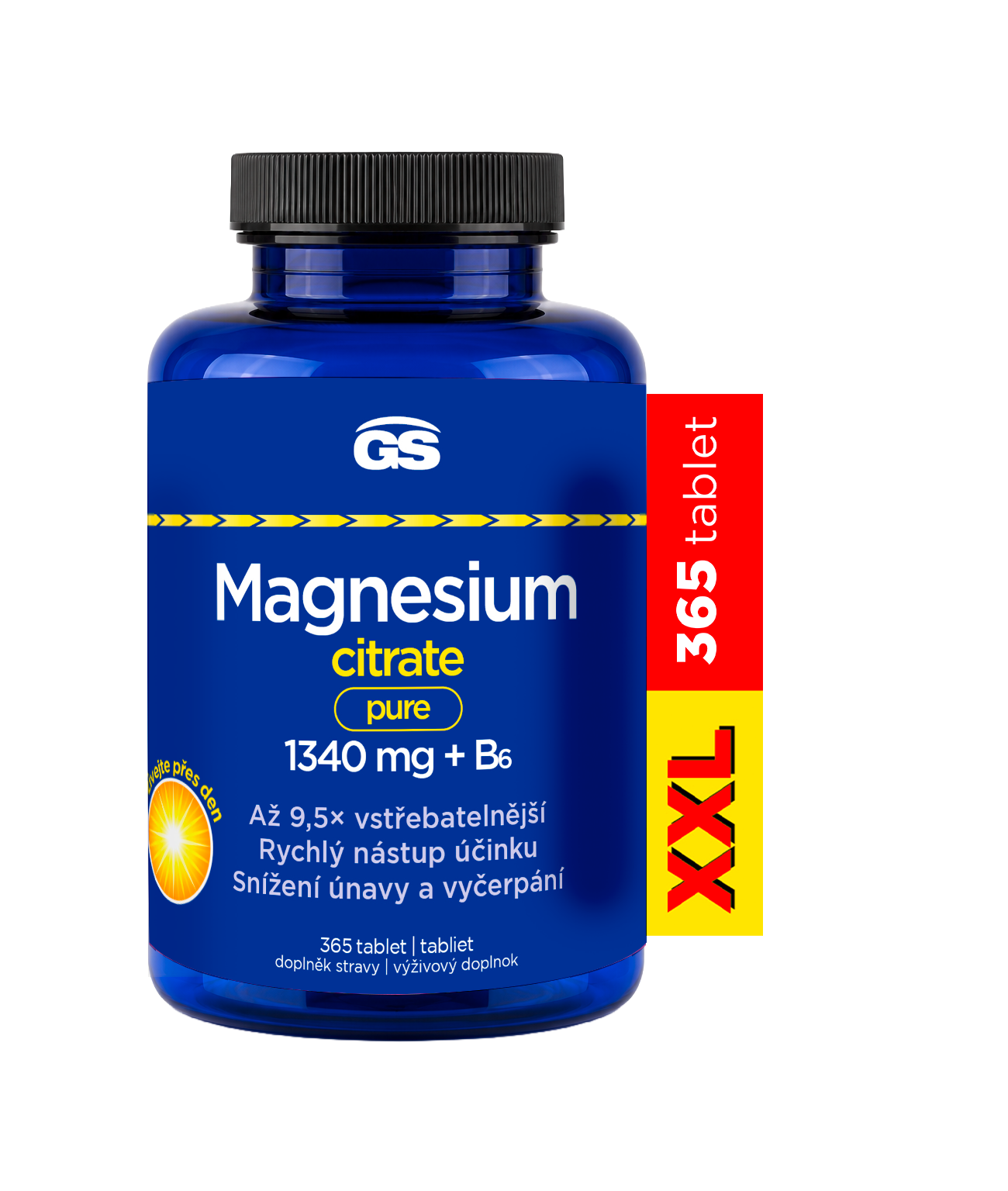 GS Magnesium citrát pure 1340 mg + B6 XXL 365 tablet