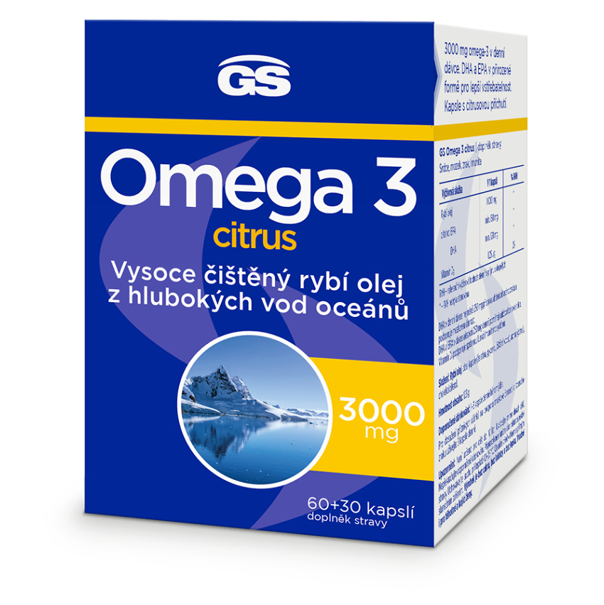 GS Omega 3 citrus 3000 mg 60 + 30 kapslí
