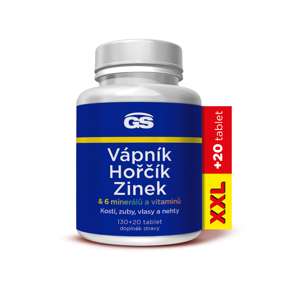 GS Vápník, hořčík, zinek XXL 130+20 tablet