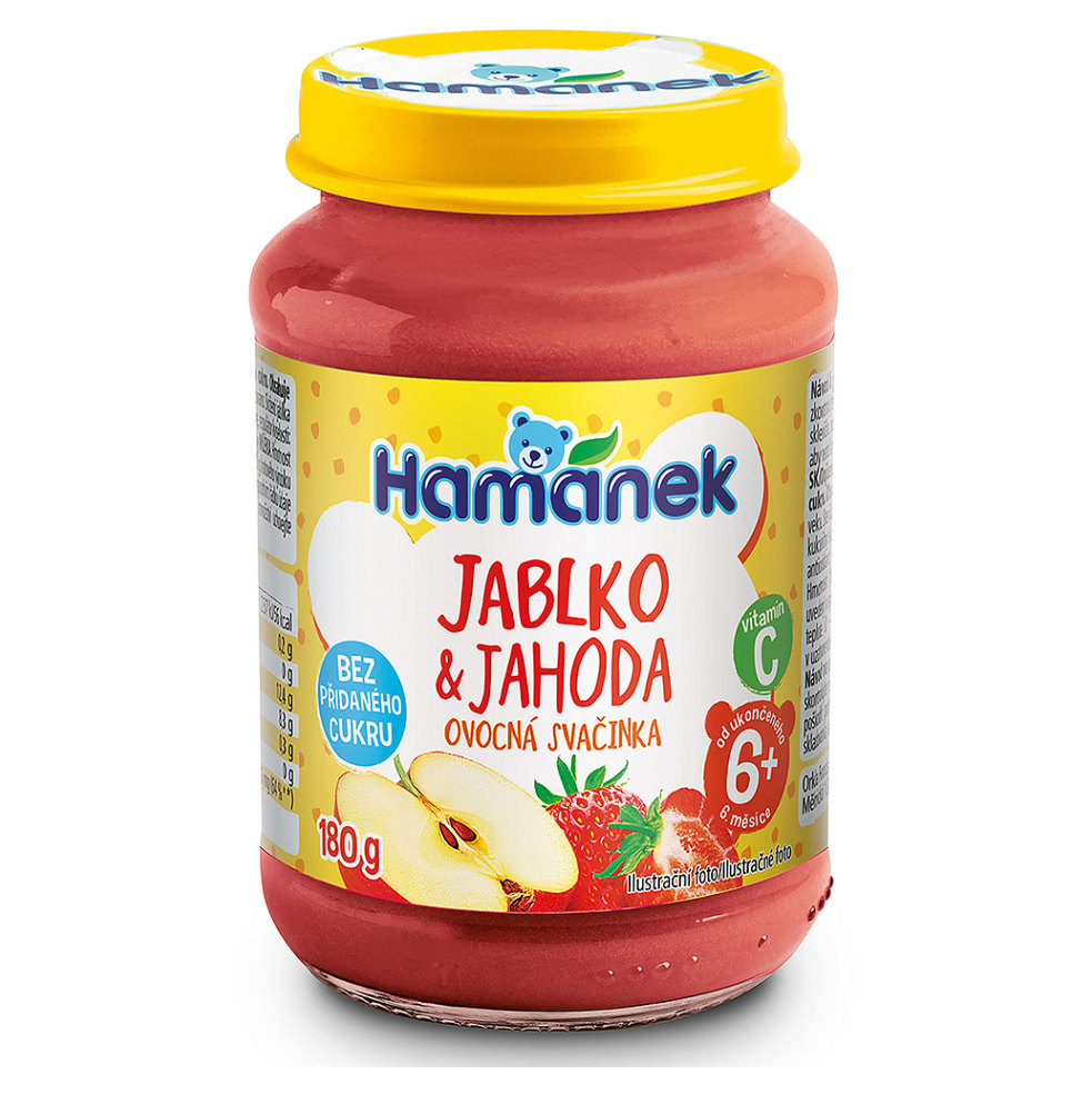 HAMÁNEK Jahoda s jablkem neslazená 6m+ 180 g