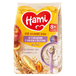 HAMI Mléčná kaše se 7 obilninami s jablkem a švestkami na Dobré ráno 8m+ 210 g