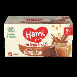 HAMI Mlíčko s kaší s příchutí čokoláda 9m+ 4 x 250 ml