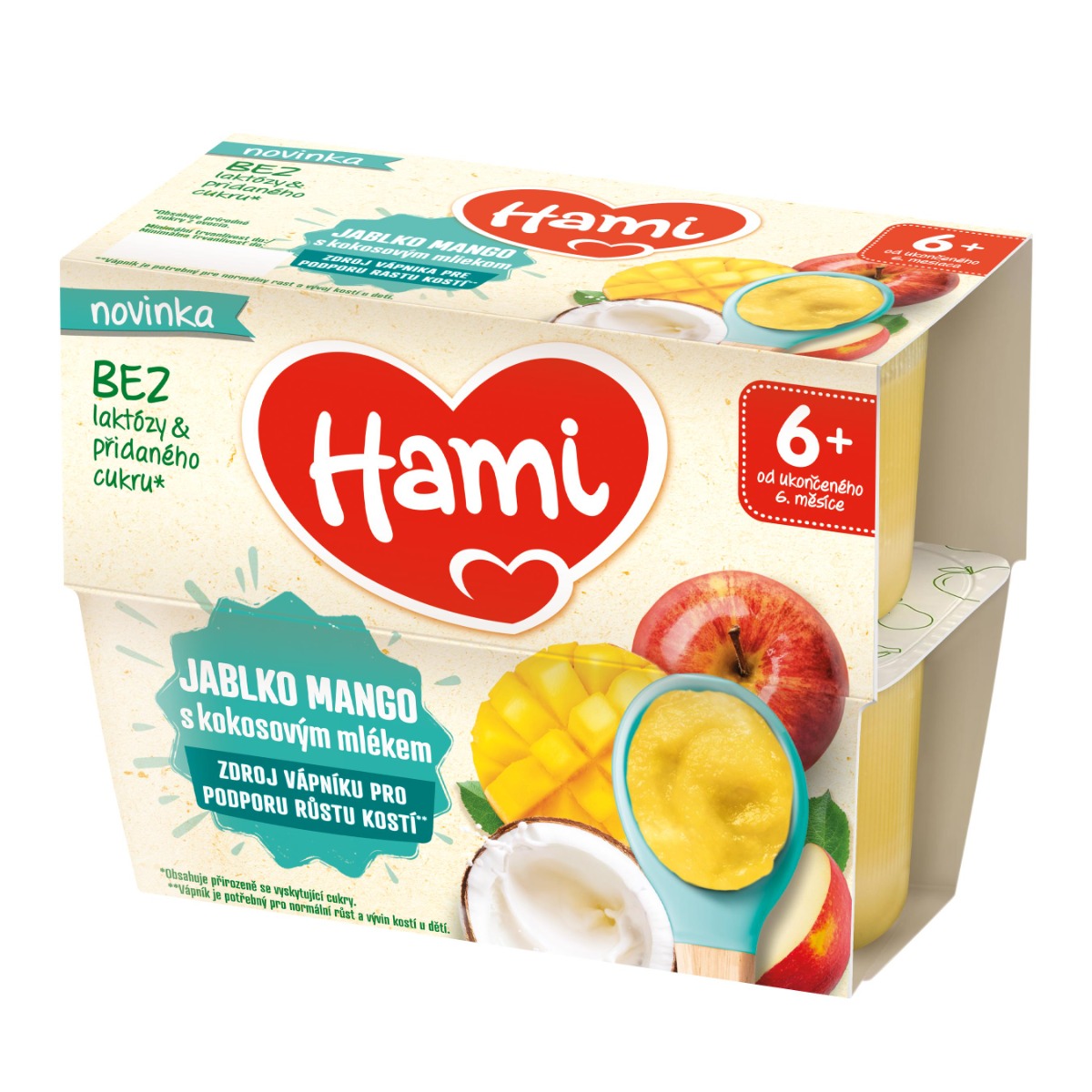 Hami Ovoce Jablko, mango a kokosové mléko 6m+ 4x95 g