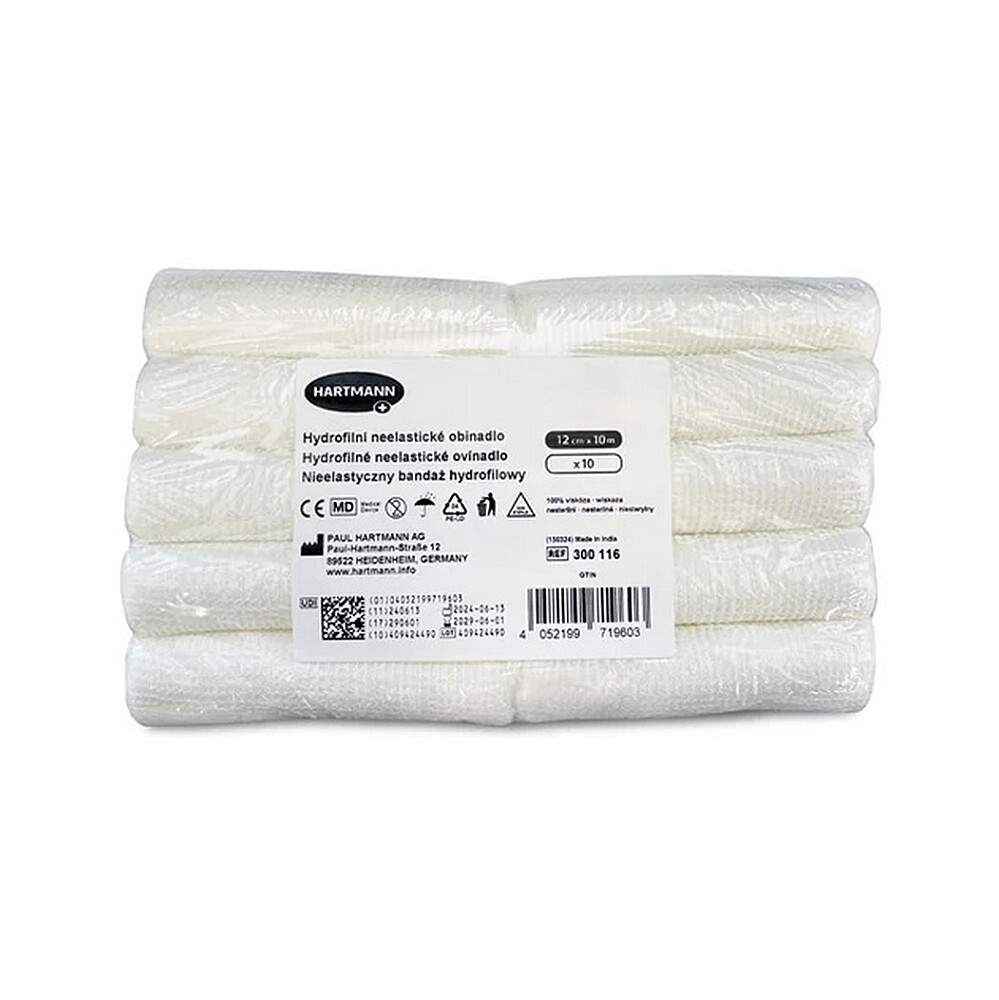 HARTMANN Hydrofilní neelastické obinadlo 12x10cm 10 kusů